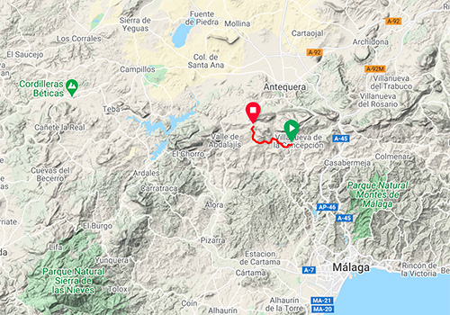 Cycling routes and maps around Malaga – mountain pass Puerto de la Joya